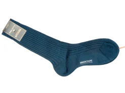 Socks<Bresciani Calf Length Cotton Socks Bluette
