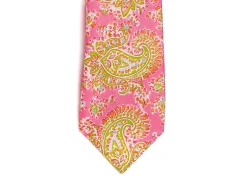 Ties<Double Monk Five Fold Silk Tie Indian Paisley Pink