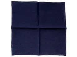 Pocket Squares<Simonnot Godard Navy Pocket Square with Hemstitch Edge
