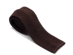 Ties<Double Monk Silk Knit Tie Dark Brown