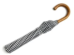 Umbrellas<Fox Umbrellas Telescopic Malacca Handle Black & White Gingham