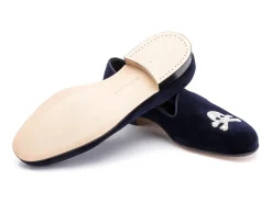 Wide Fitting | Slippers<Edward Green Albert Skull & Crossbones Navy Velvet F-width