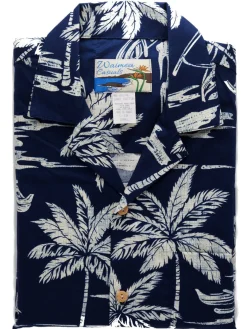 Aloha Shirts<Paradise Found Aloha Shirt Cotton Canoe Navy