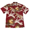 Aloha Shirts<Paradise Found Aloha Shirt Cotton Dragons & Tigers Crimson Red