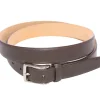 Belts<Simonnot Godard Belt with Nickel Buckle Dark Brown Calf