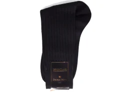 Socks<Bresciani Calf Length 100% Wool Socks Plain Ribbed Black