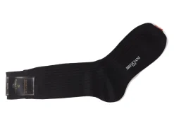 Socks<Bresciani Calf Length 100% Wool Socks Plain Ribbed Black