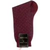 Socks<Bresciani Calf Length Cotton Socks Burgundy with Blue Spots