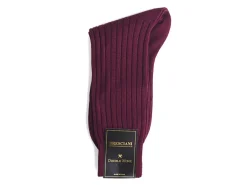 Socks<Bresciani Calf Length Cotton Socks 3-Ply Burgundy