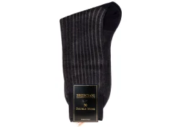 Socks<Bresciani Calf Length Cotton Socks Navy & Grey Contrast Ribbed