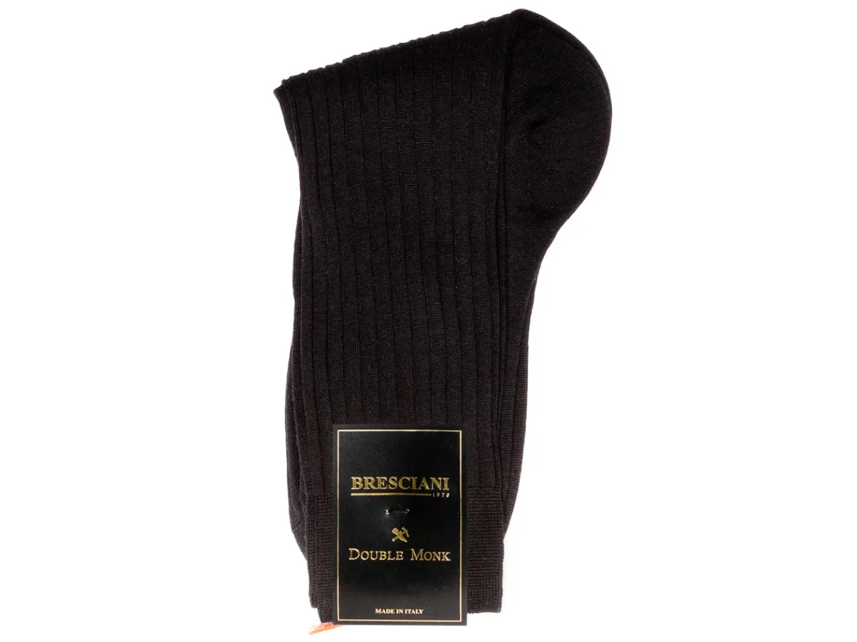 Socks<Bresciani Calf Length Cotton Socks Black
