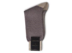 Socks<Bresciani Calf Length Cotton Socks Pearl & Purple Dogstooth