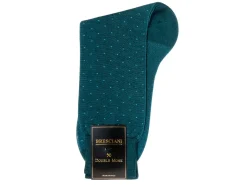 Socks<Bresciani Calf Length Cotton Socks Teal with Aqua Spots