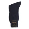 Socks<Bresciani Calf Length Cotton Socks 3-Ply Navy