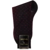 Socks<Bresciani Calf Length Cotton Socks Navy with Red Spots
