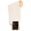 Socks<Bresciani Calf Length Cotton Socks Tan & Beige Dogstooth