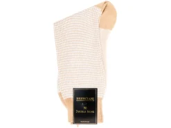 Socks<Bresciani Calf Length Cotton Socks Tan & Beige Dogstooth