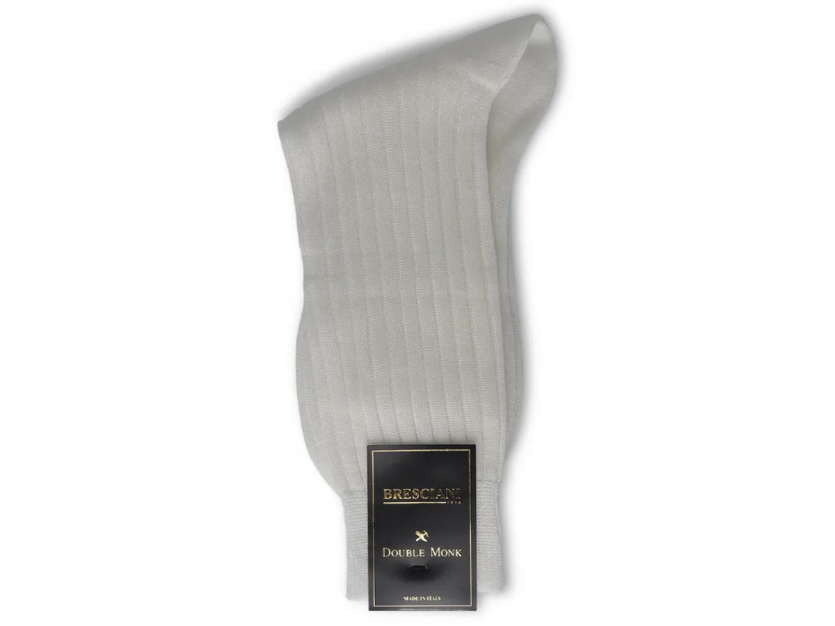 Socks<Bresciani Calf Length Cotton Socks 3-Ply White