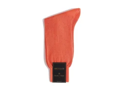 Socks<Bresciani Calf Length Cotton Socks Orange with Red Spots