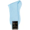 Socks<Bresciani Calf Length Cotton Socks Sky Blue