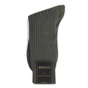 Socks<Bresciani Calf Length Cotton Socks Green & Blue Contrast Ribbed