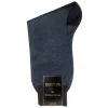 Socks<Bresciani Calf Length Cotton Socks Dark Blue Herringbone