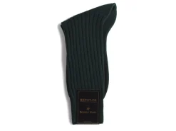 Socks<Bresciani Calf Length Cotton Socks 3-Ply Dark Green