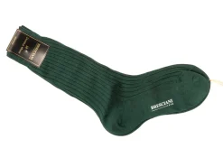 Socks<Bresciani Calf Length Cotton Socks Dark Green