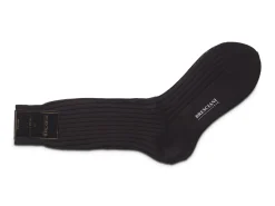 Socks<Bresciani Calf Length Cotton Socks 3-Ply Dark Brown