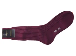 Socks<Bresciani Calf Length Cotton Socks 3-Ply Burgundy