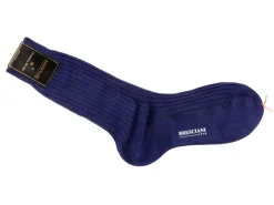 Socks<Bresciani Calf Length Cotton Socks Indigo