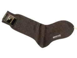Socks<Bresciani Calf Length Cotton Socks Grey with Tan Spots