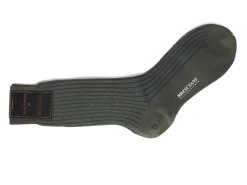 Socks<Bresciani Calf Length Cotton Socks Green & Blue Contrast Ribbed