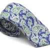 Ties<Double Monk Five Fold Shantung Tie Paisley Blue