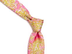 Ties<Double Monk Five Fold Silk Tie Indian Paisley Pink