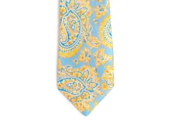 Ties<Double Monk Five Fold Silk Tie Indian Paisley Light Blue