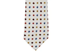 Ties<Double Monk Five Fold Silk Tie White Leaf Floral