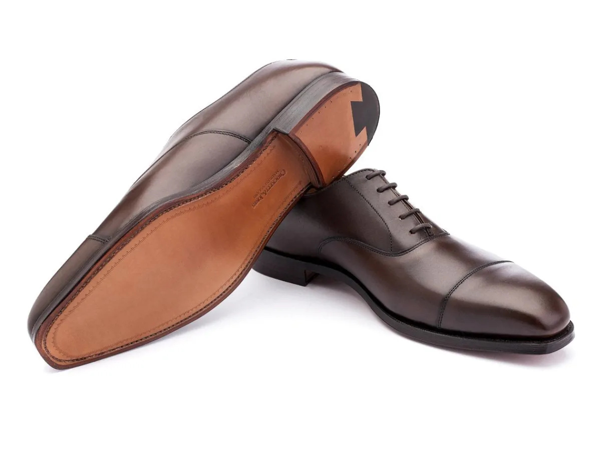 Straight Cap Oxfords | Oxfords<Crockett & Jones Hallam Dark Brown Burnished Calf