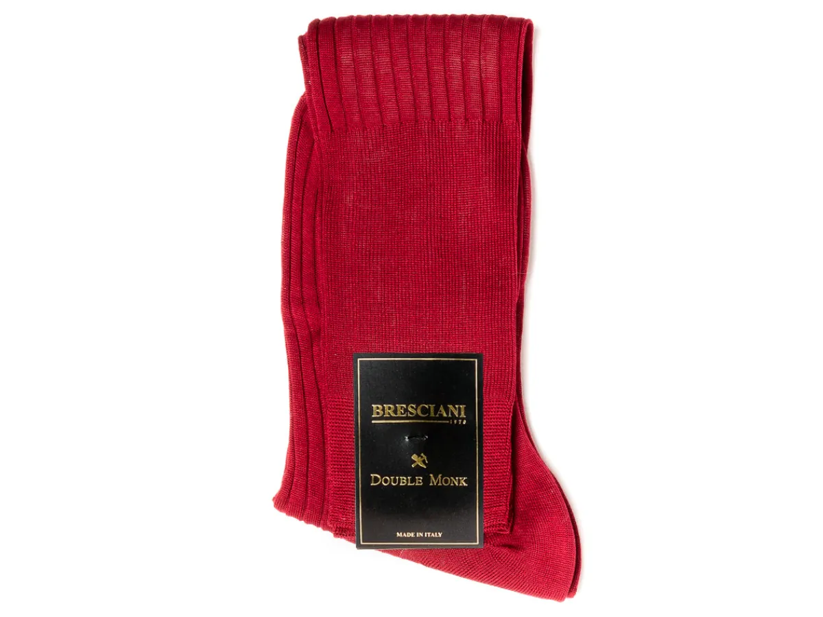 Socks<Bresciani Knee Length Cotton Socks Red