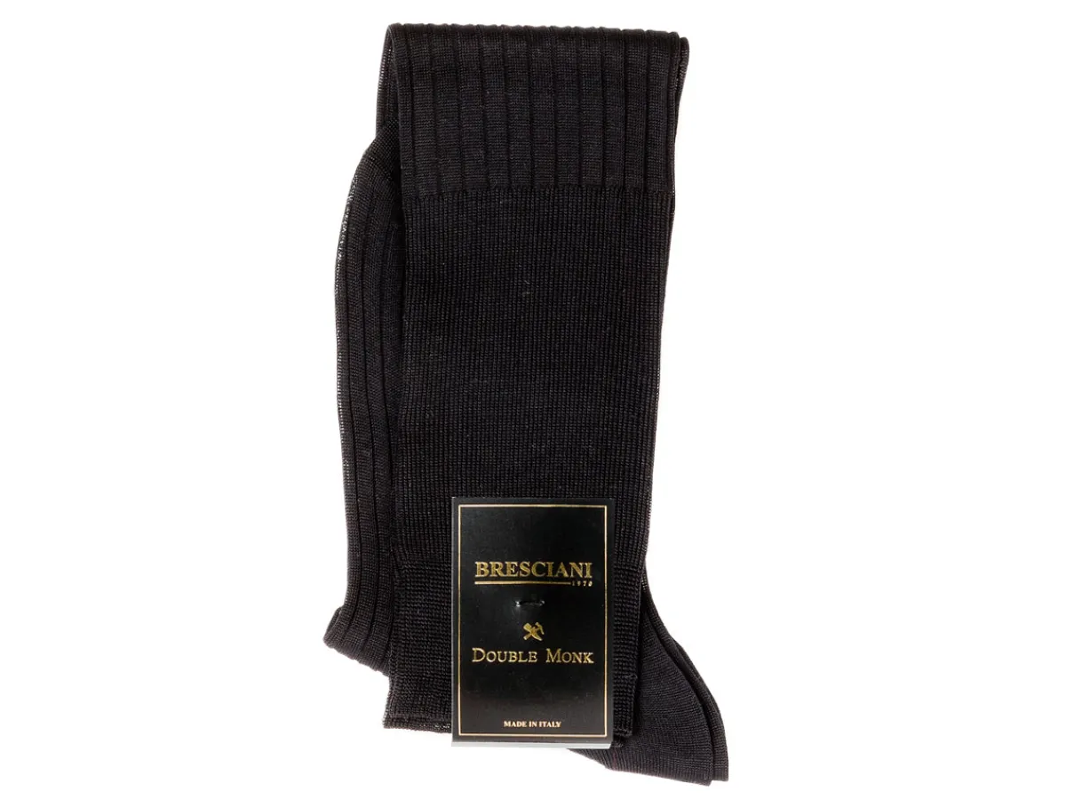 Socks<Bresciani Knee Length Cotton Socks Navy