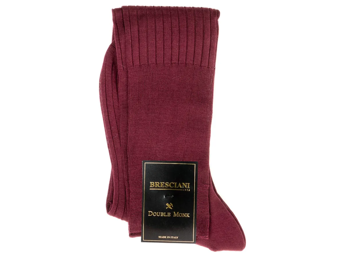Socks<Bresciani Knee Length Cotton Socks Burgundy