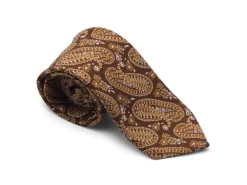 Ties<Tie Your Tie Linen Tie Large Paisley Brown
