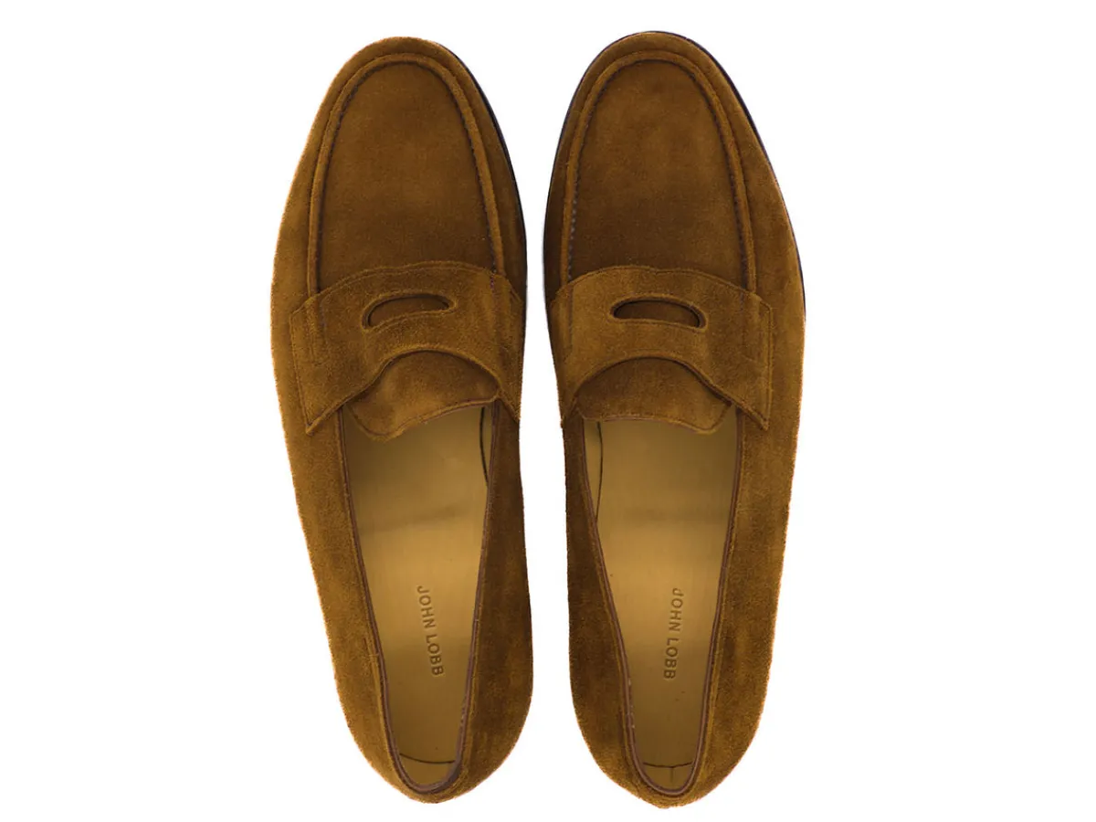Suede | Penny Loafers<John Lobb Lopez Parisian Brown Suede