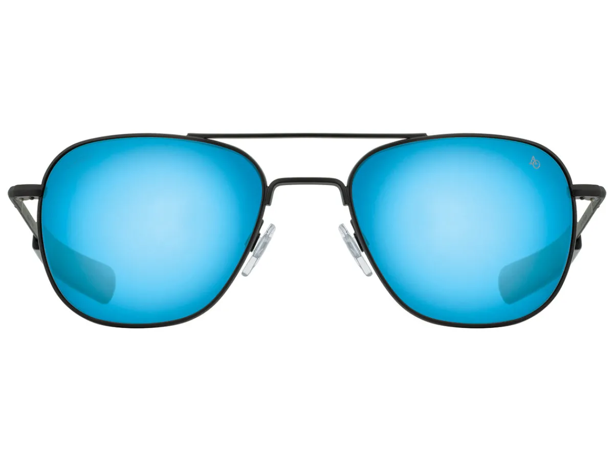 Sunglasses | Eyewear<American Optical Original Pilot Black Blue Mirror Glass Lens Polarised
