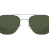Sunglasses | Eyewear<American Optical Original Pilot Matte Silver Green Glass Lens Polarised