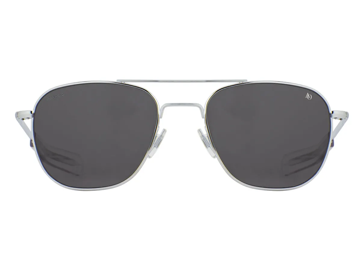 Sunglasses | Eyewear<American Optical Original Pilot Silver Grey Glass Lens Polarised