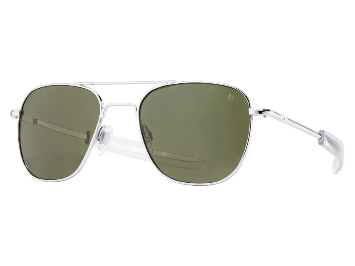 Sunglasses | Eyewear<American Optical Original Pilot Silver Green Glass Lens Polarised
