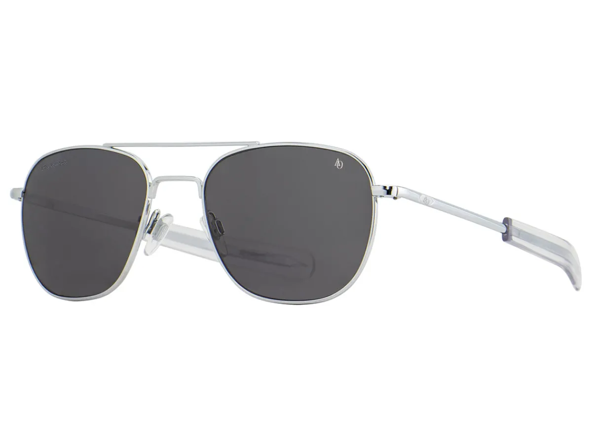 Sunglasses | Eyewear<American Optical Original Pilot Silver Grey Glass Lens Polarised