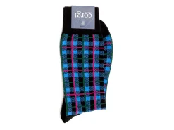 Socks<Corgi Plaid Socks Black & Blue