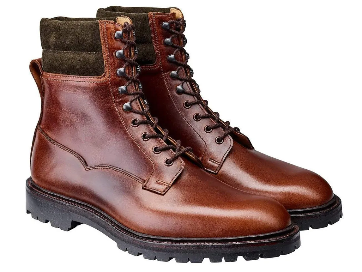 Boots<Crockett & Jones Ross Chocolate Hurricane Hide & Earth Green Suede Collar